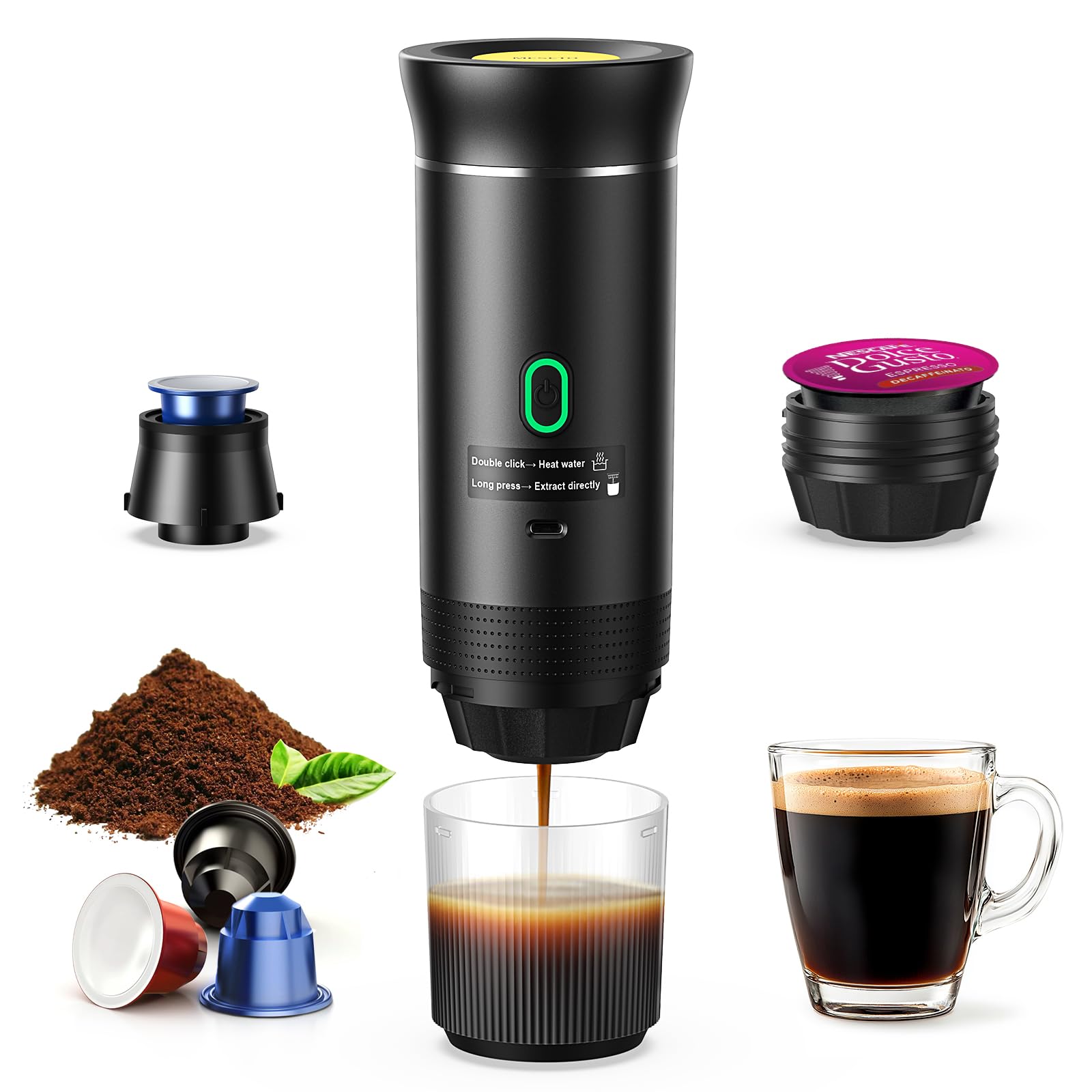 Meseto máquina de espresso portátil para camping lista para usar en la naturaleza