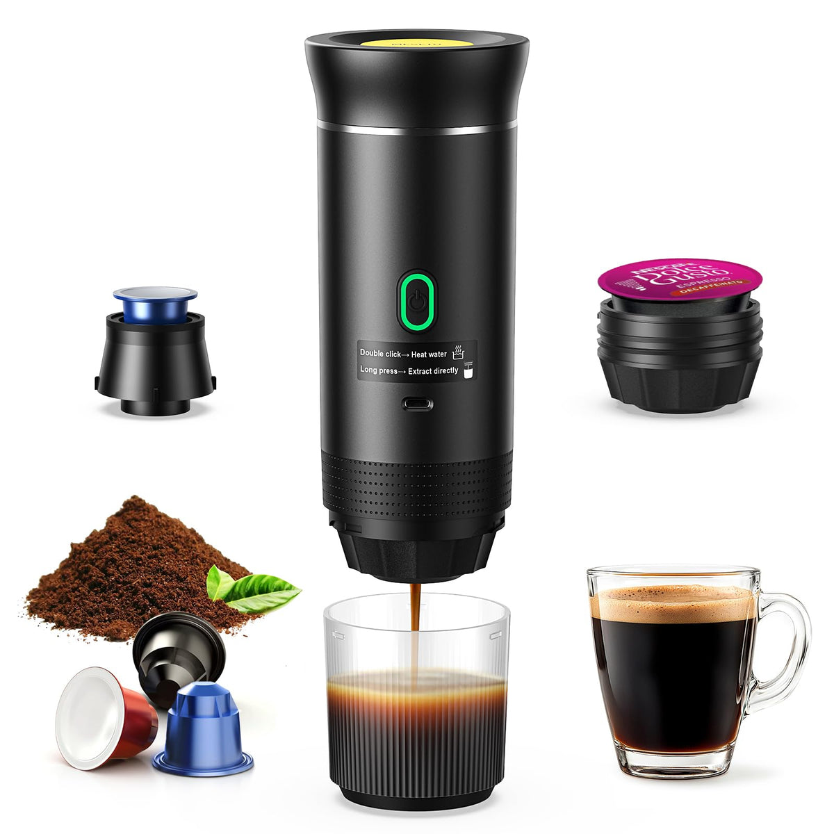 Meseto máquina de espresso portátil para camping lista para usar en la naturaleza