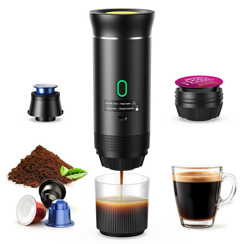 Meseto máquina de espresso portátil para camping lista para usar en la naturaleza