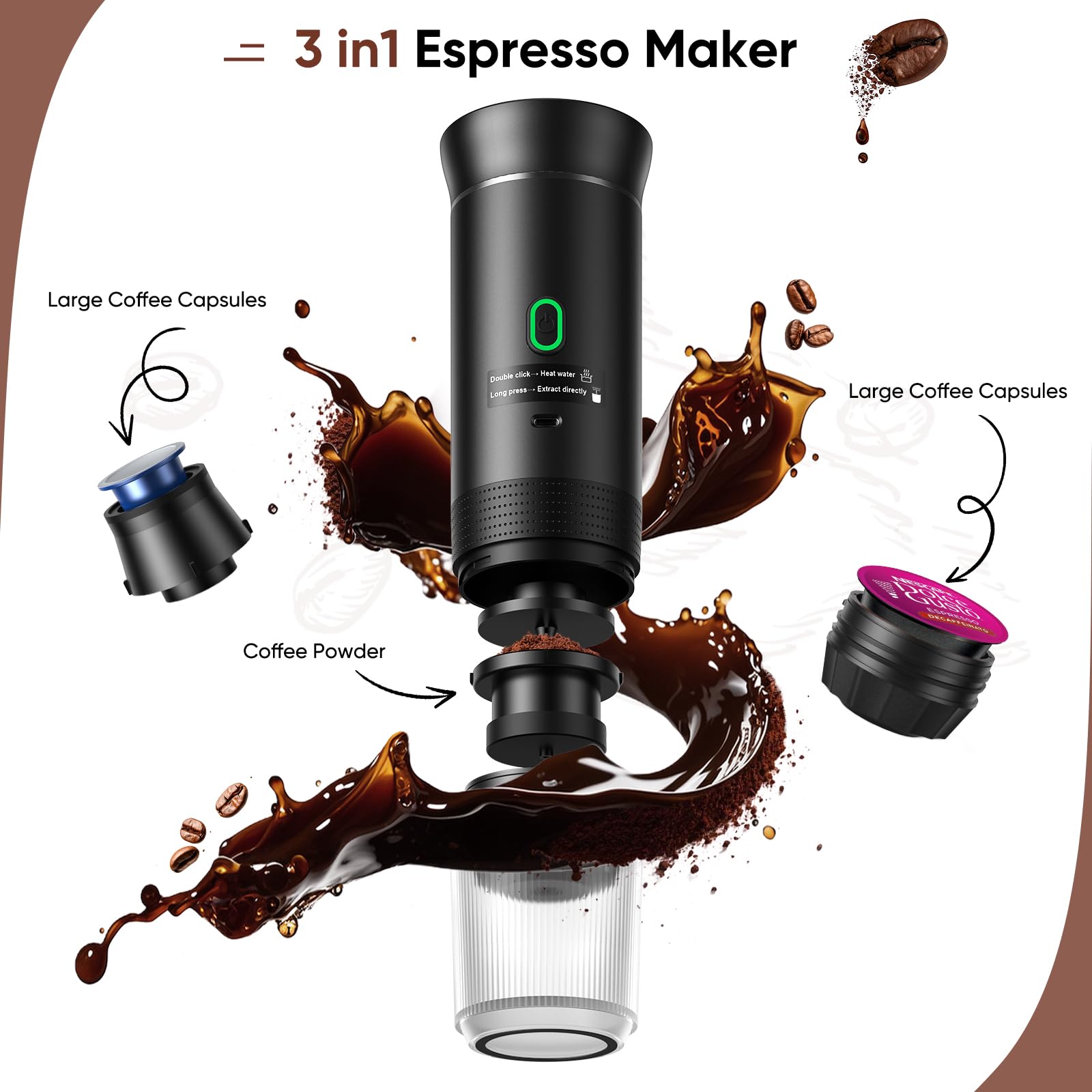 Meseto máquina de espresso portátil en coche para uso en ruta