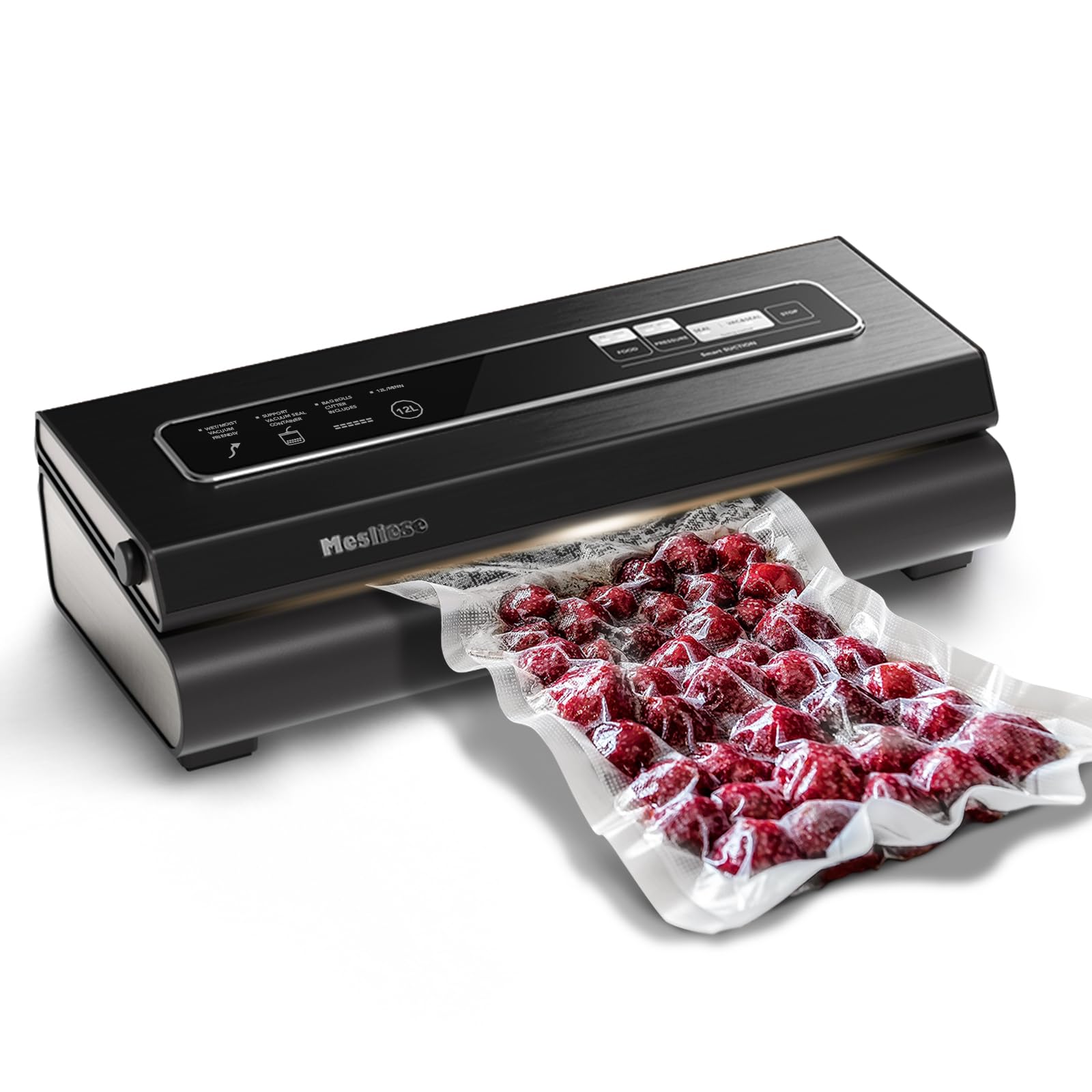 Mesliese selladora de vacío 90 kPa para conservar frescura de alimentos.