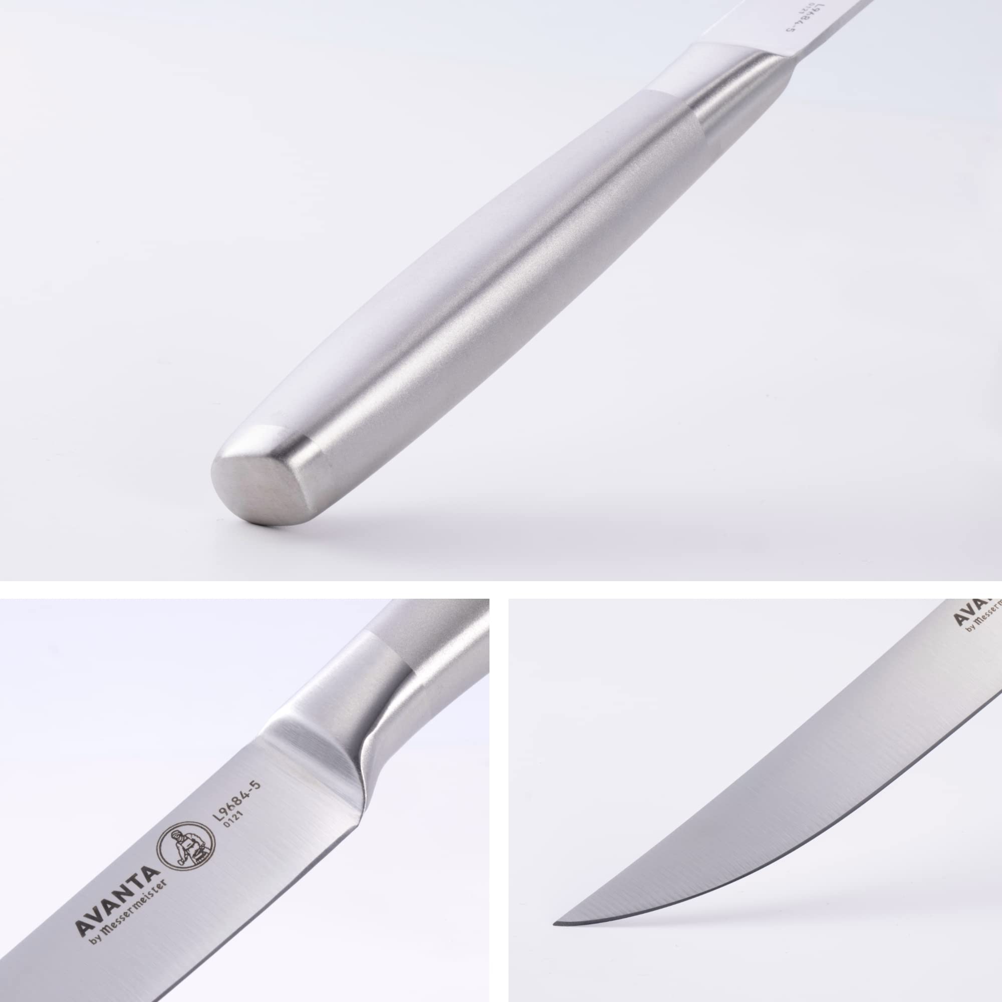 Messermeister Avanta mango redondeado diseñado para mayor confort.