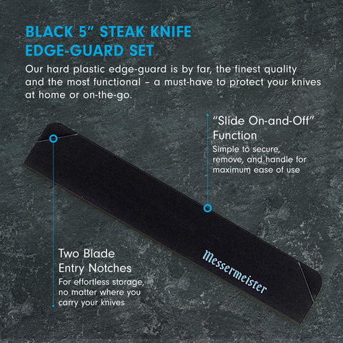 Protector de borde Messermeister para cuchillos de bistec de 10 pulgadas, uso seguro.