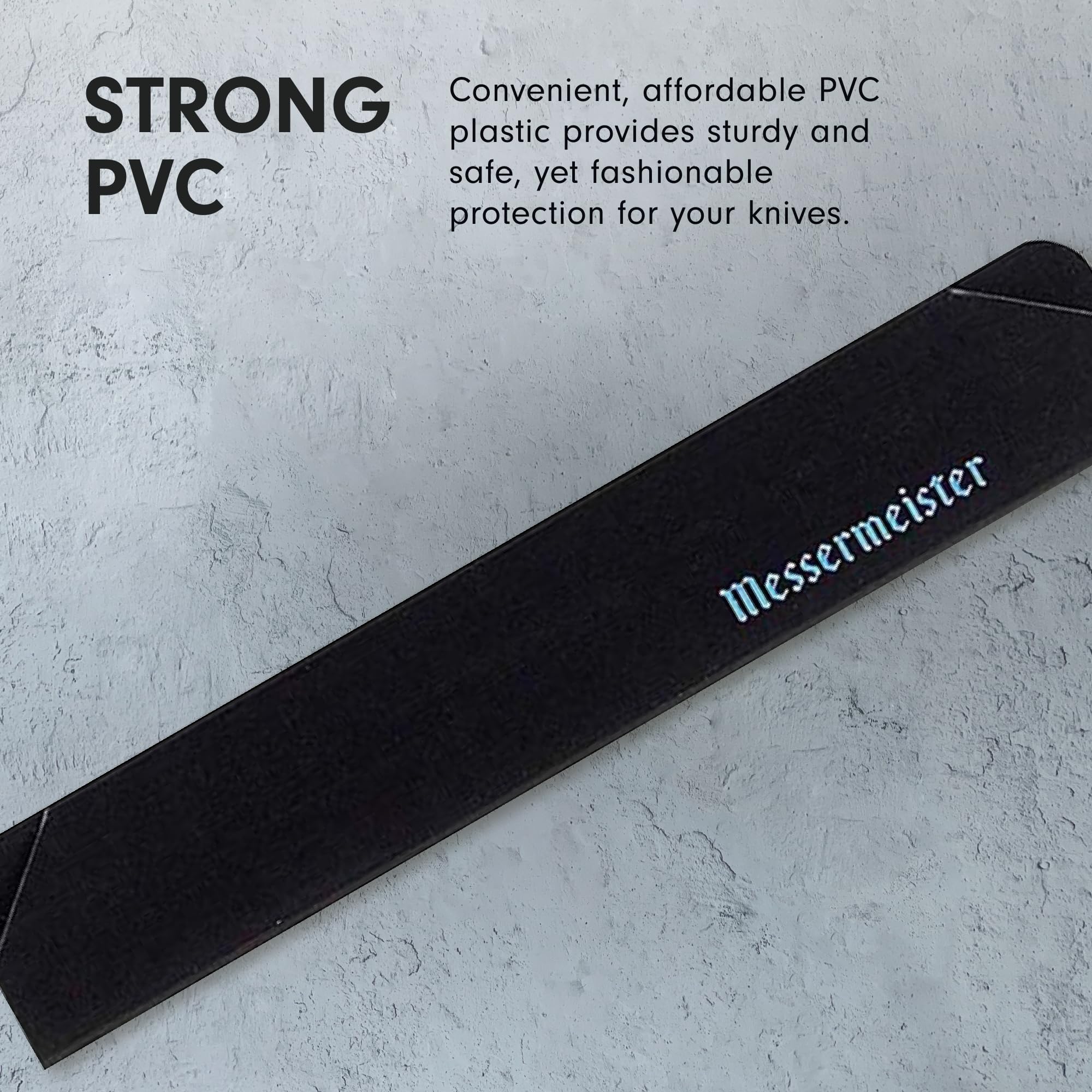 Protector Messermeister con dos muescas de entrada para hojas de cuchillo, mayor seguridad.