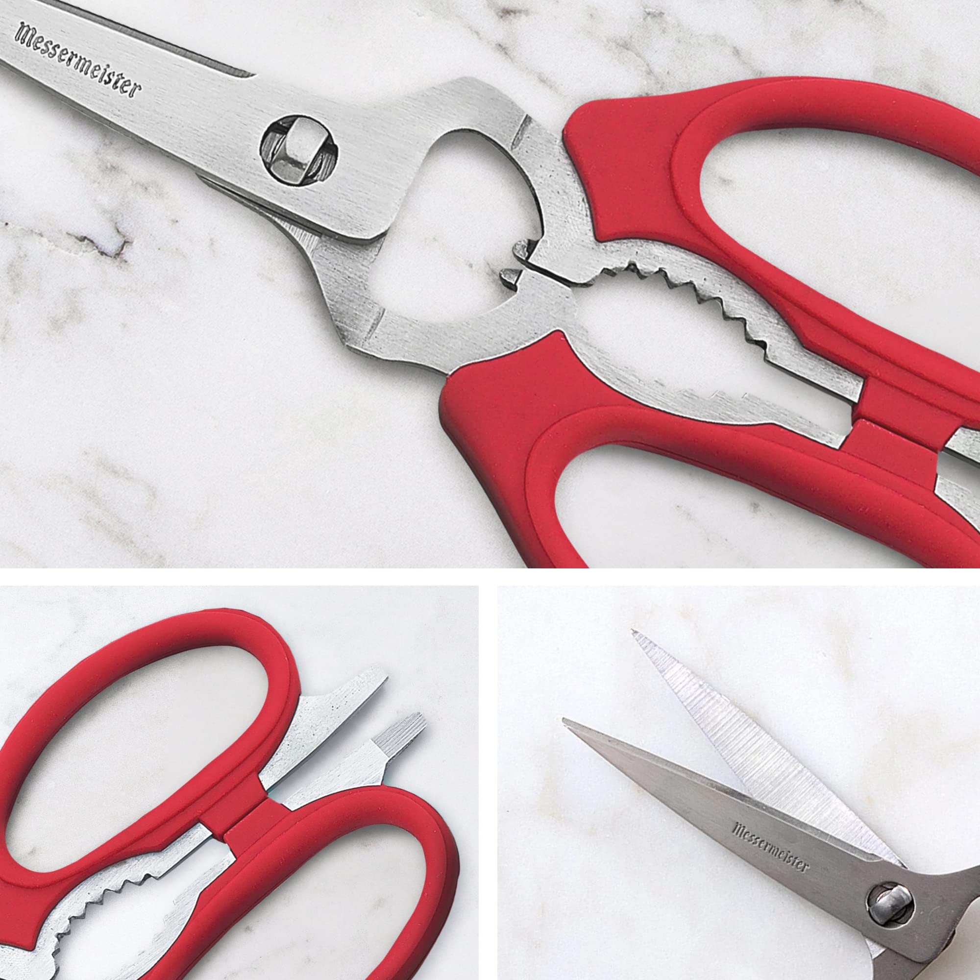 Tijeras Messermeister con corte de huesos y trozos para tareas específicas.