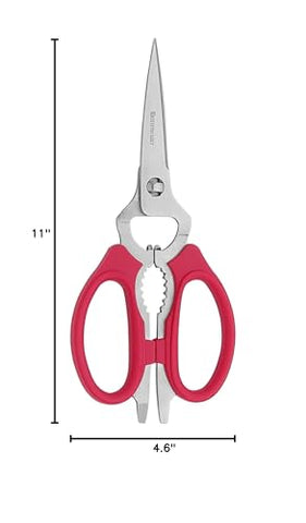 Tijeras Messermeister rojas para uso diario en la cocina.