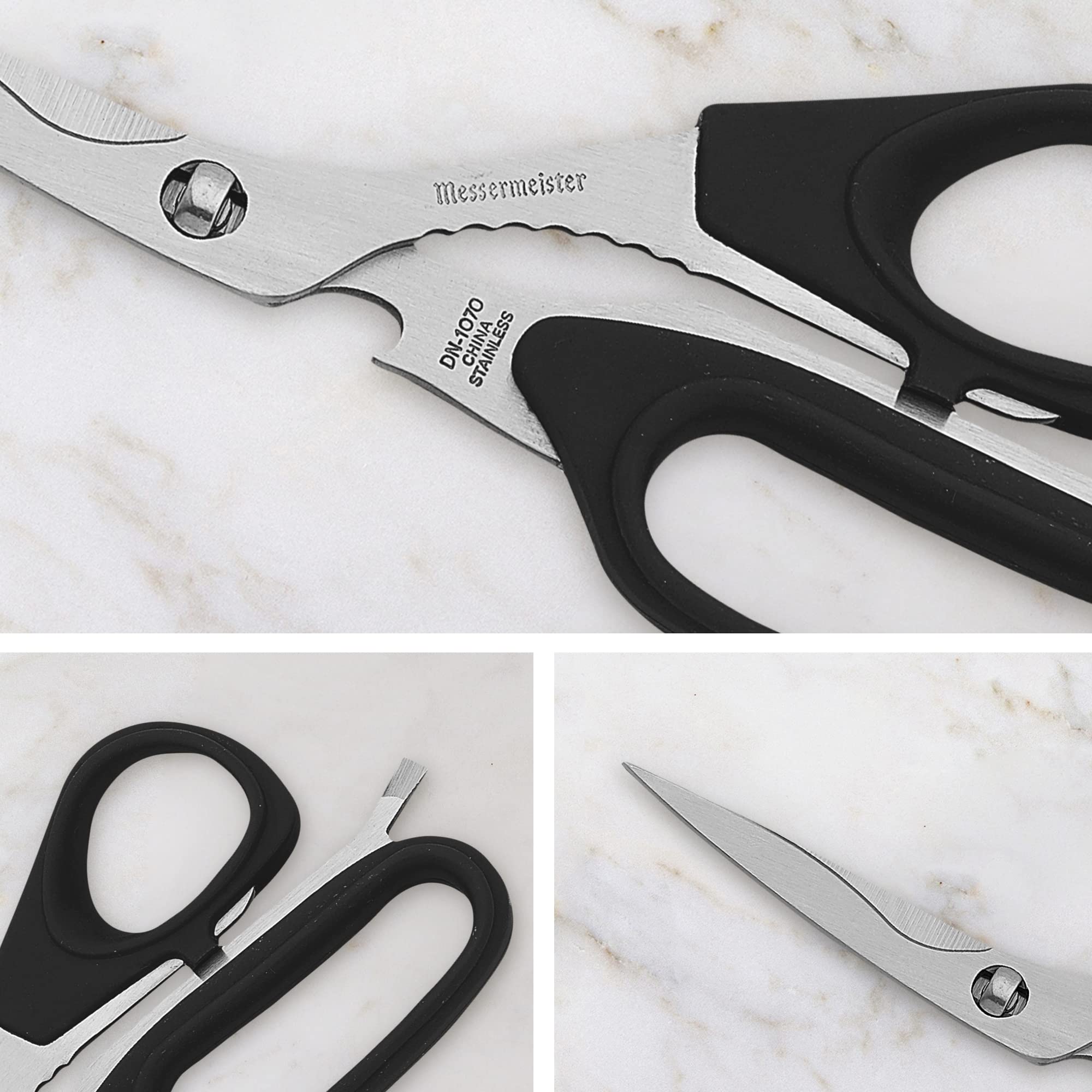 Abre tapas y ofrece agarre firme con las tijeras Messermeister.