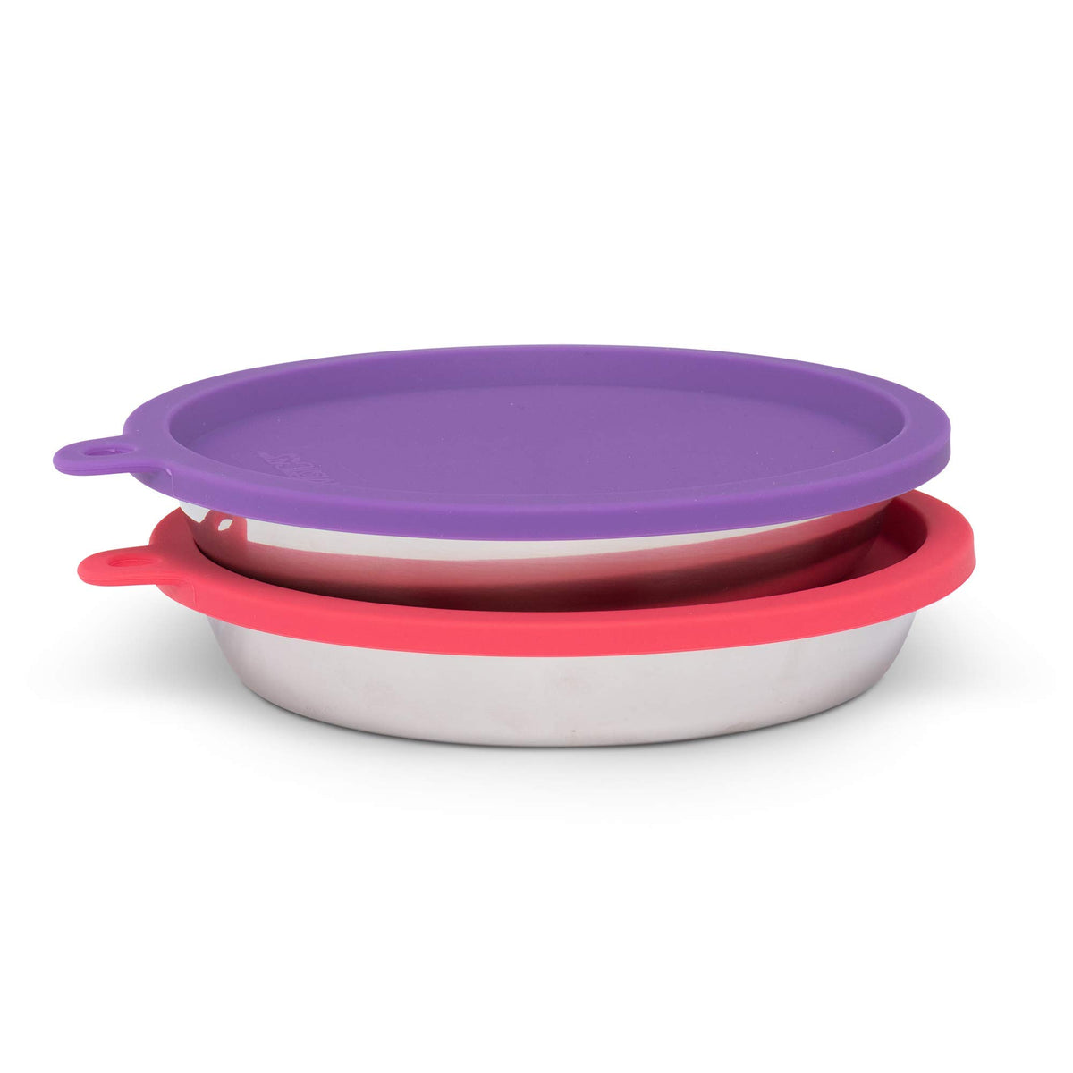 Messy Cats: dos cuencos en platillo de acero inoxidable para comida de gato.