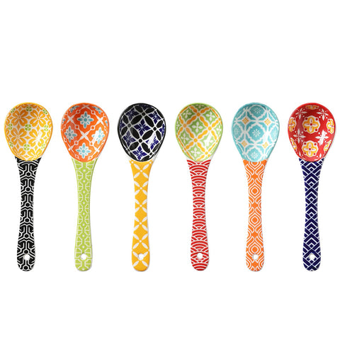 Metahom cucharas cerámicas coloridas para servicio de sopa, prácticas y decorativas.