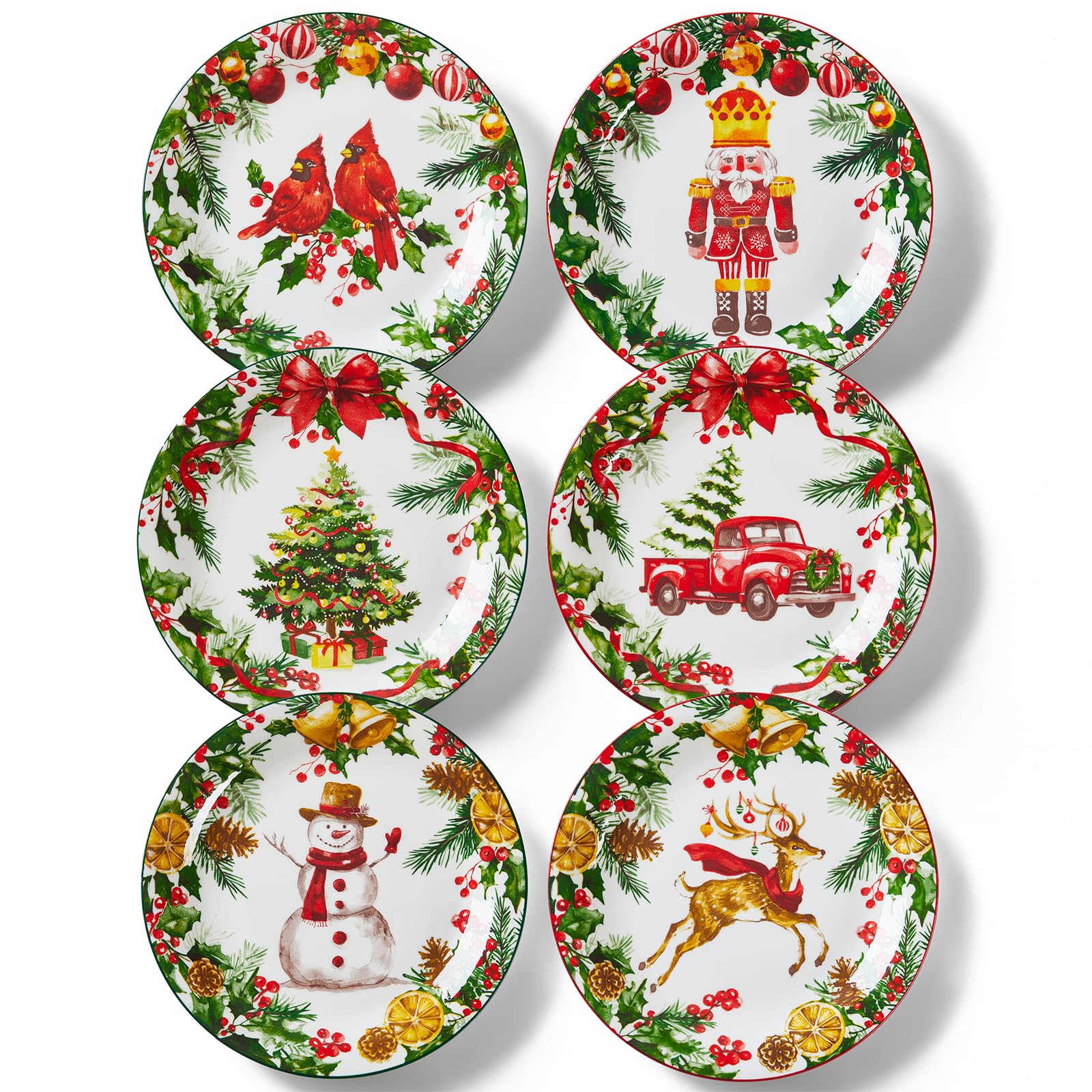 Metahom plato navideño de 8 pulgadas con árbol; ideal para ensaladas festivas.