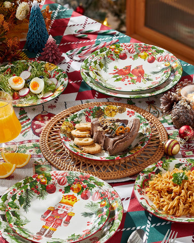 Metahom plato navideño de 8 pulgadas con camión rojo; ideal para porciones pequeñas.