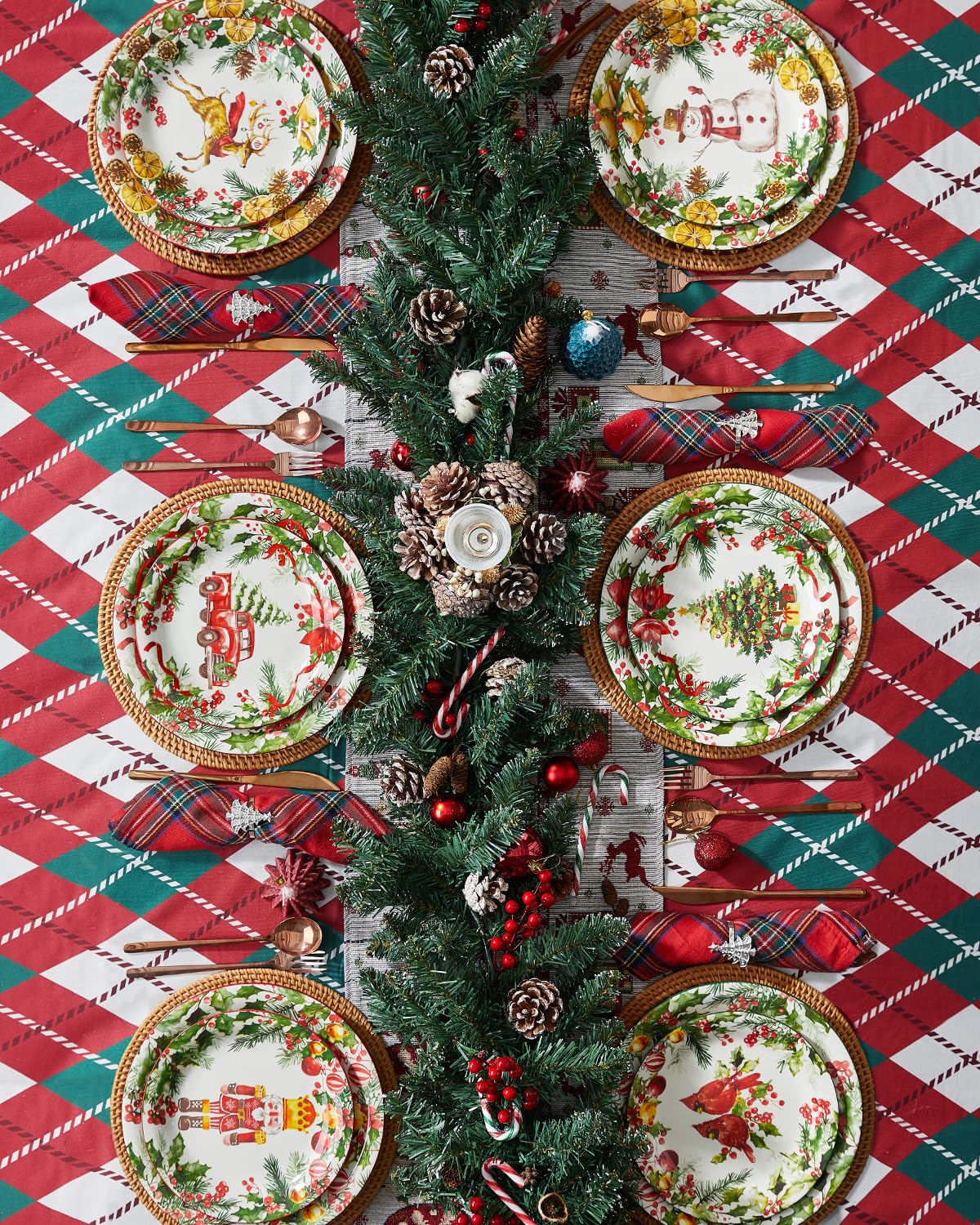 Metahom plato navideño de 8 pulgadas con cardenal; realza presentaciones festivas.