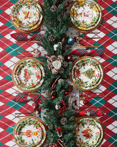 Metahom plato navideño de 8 pulgadas con cardenal; realza presentaciones festivas.