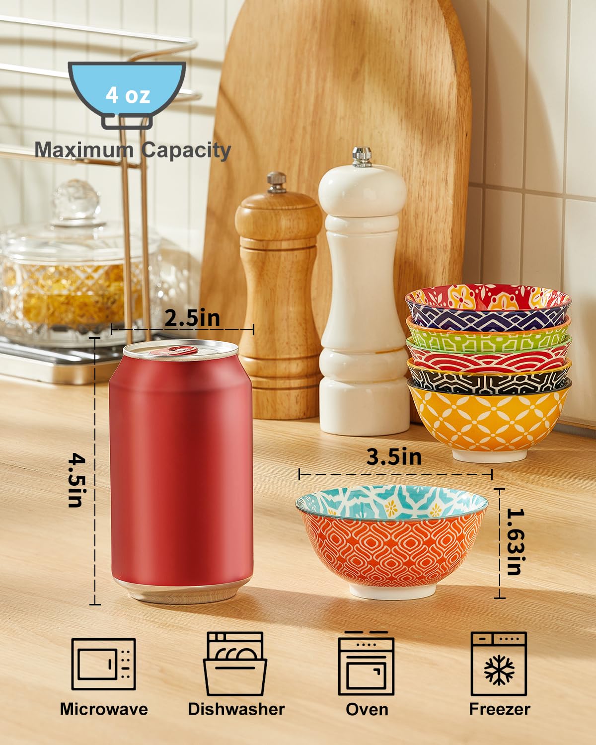 Metahom tazón mini para salsas 4oz, ideal para porciones.