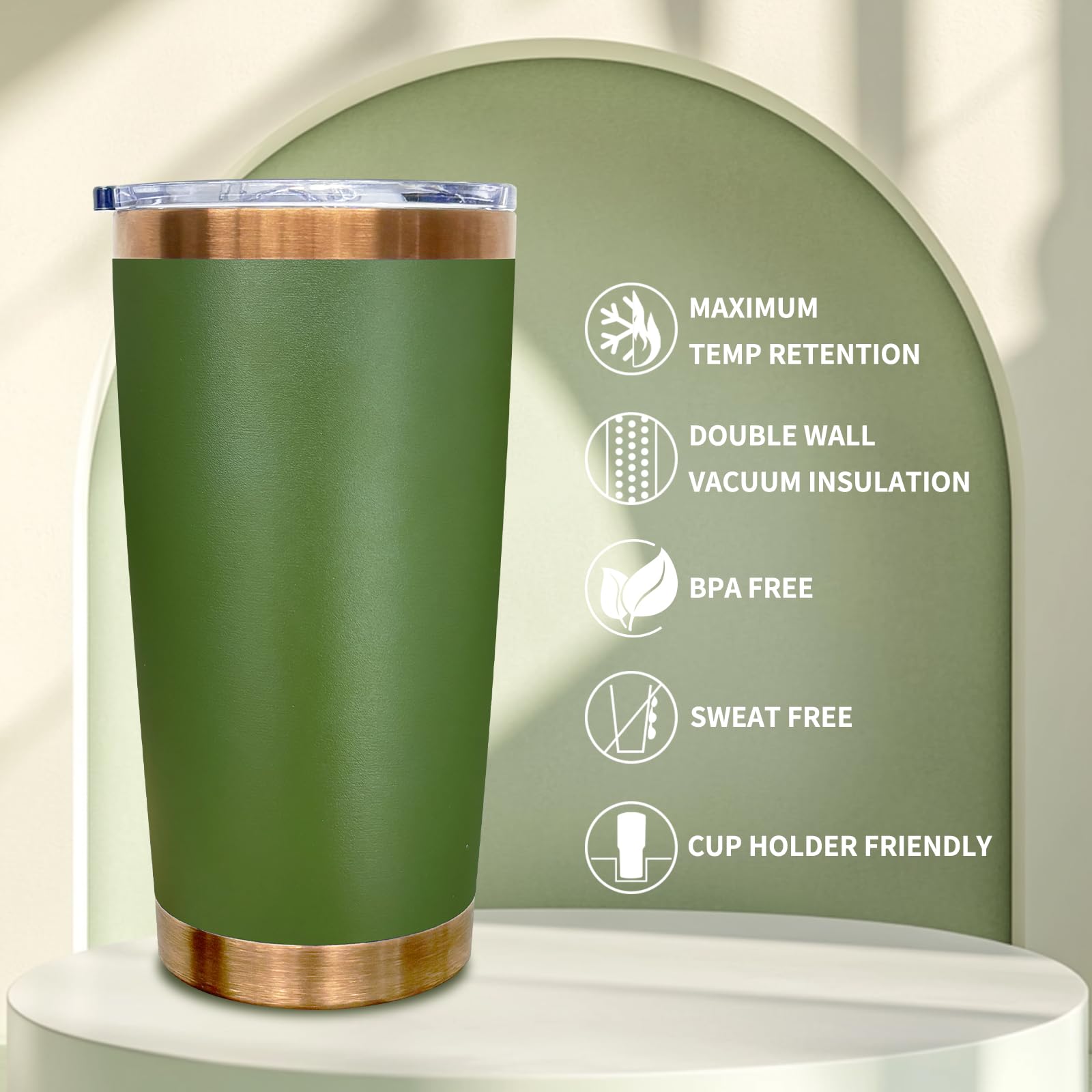 Metalya tumbler 20oz diseño ergonómico para auto y coche.