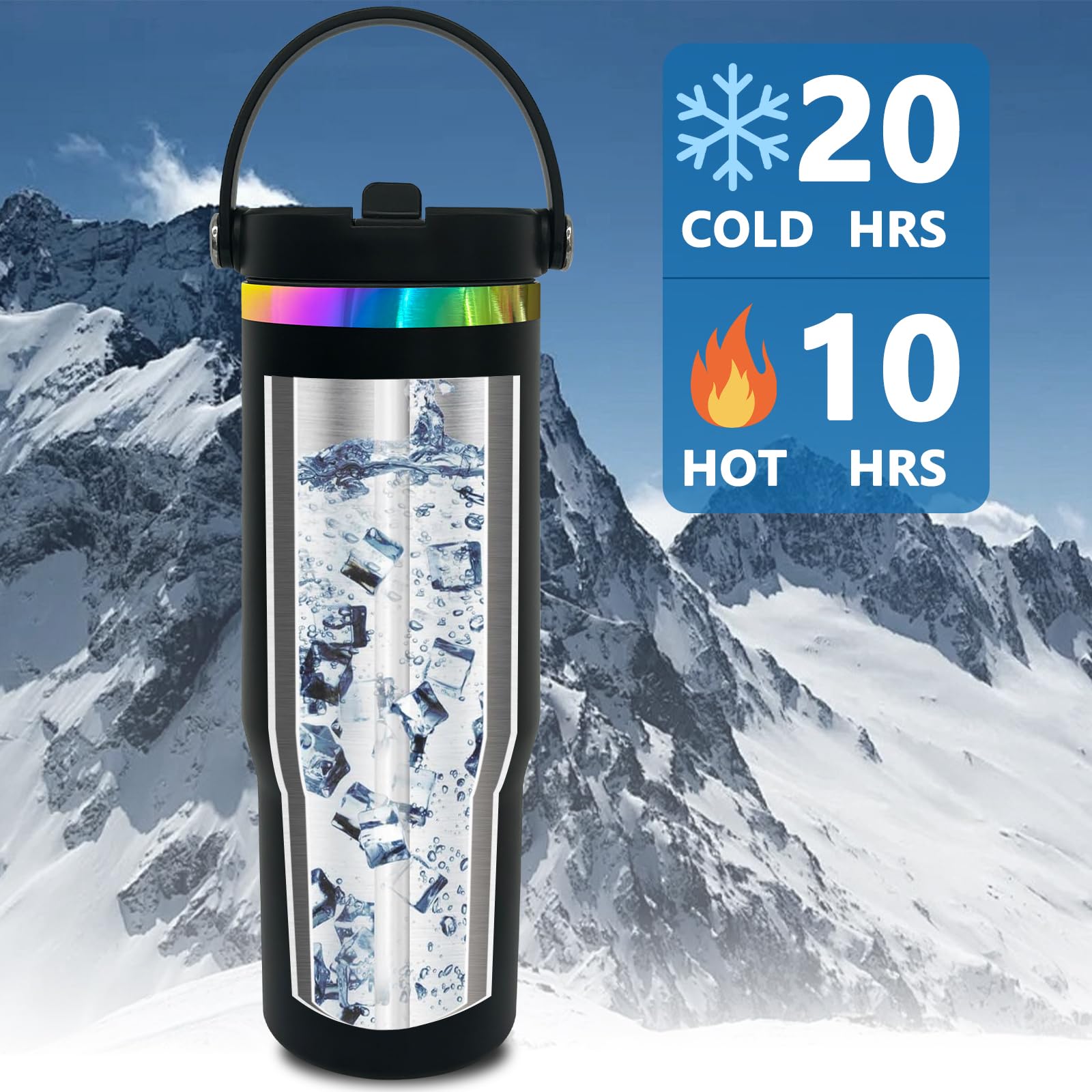 Metalya tumbler 30oz con aislamiento al vacío para bebidas frías o calientes.