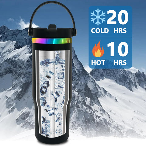Metalya tumbler 30oz con aislamiento al vacío para bebidas frías o calientes.