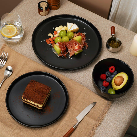 Metflavor Obsidian Night: platos de 8-25 pulgadas para ensaladas diarias y porciones familiares.