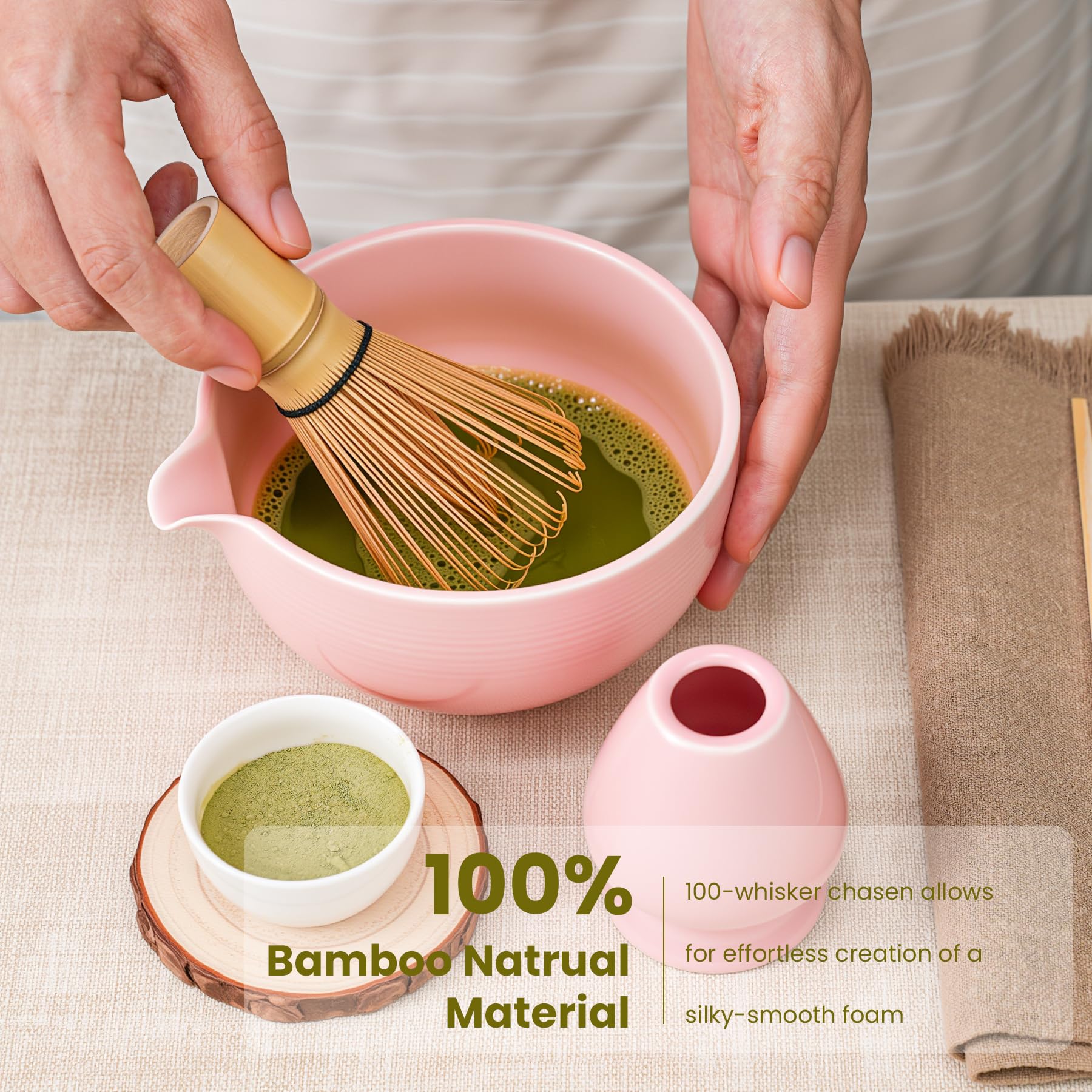 Metflavor tazón de matcha con pico para verter con control.