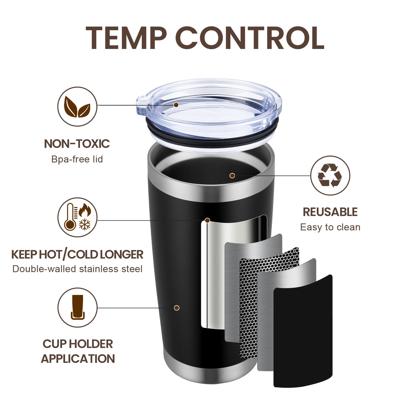 MEWAY tumbler tapa a prueba de salpicaduras para café caliente.