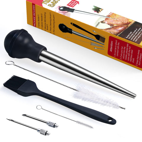 MEWMET Baster pavo acero inoxidable, aplica salsas con precisión