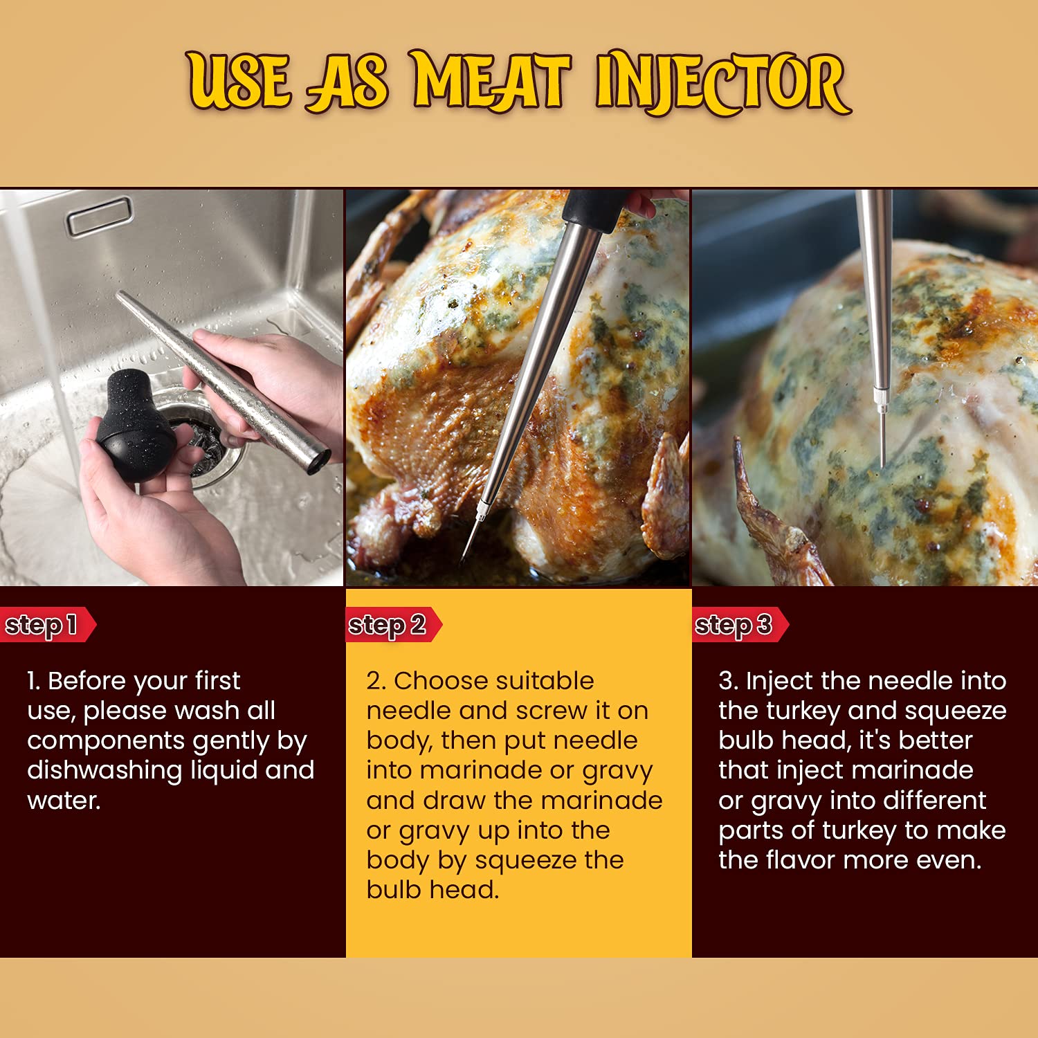 MEWMET brocha para basteado, facilita humedecer carnes