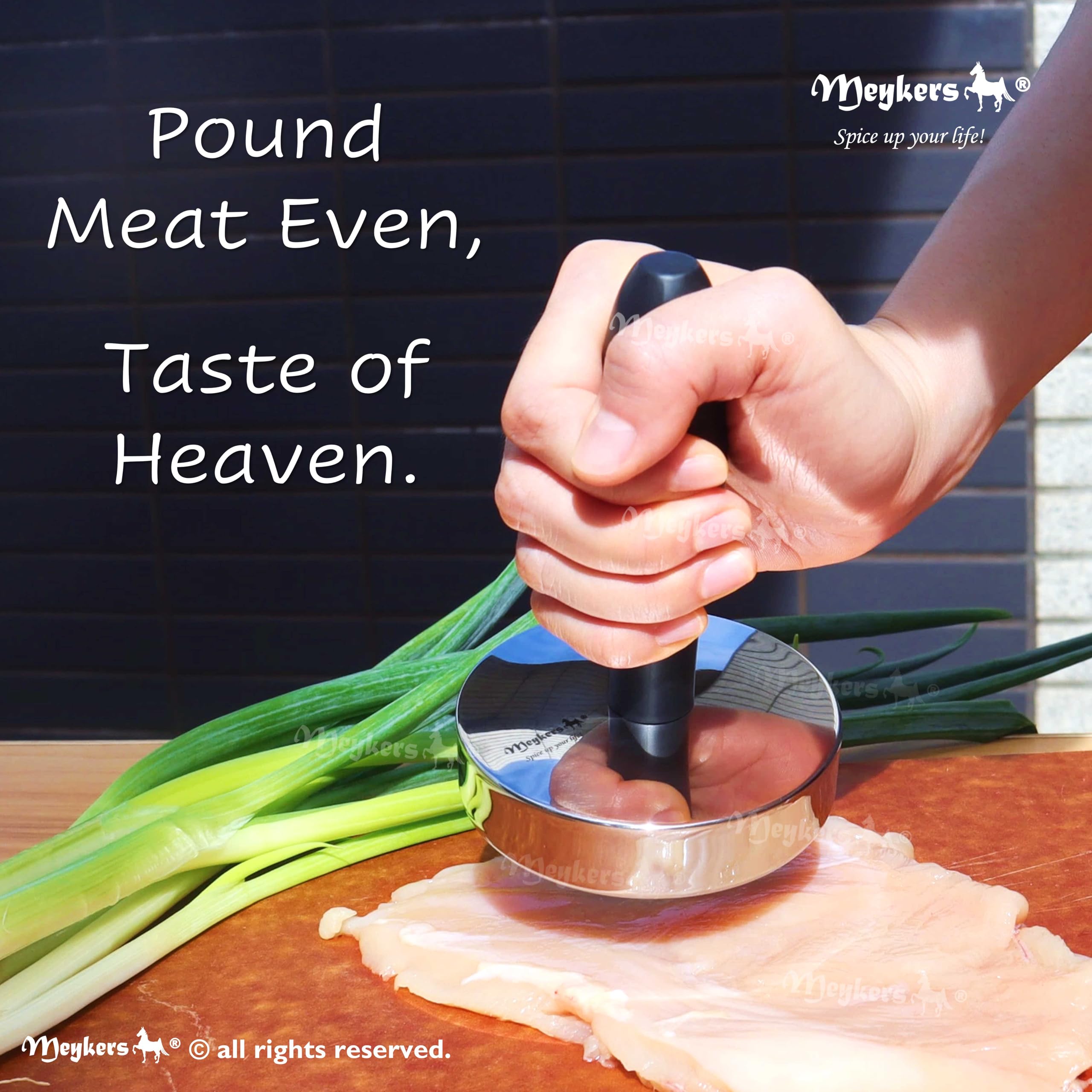 Meykers Meat Pounder Tenderizer, peso 1,85 lb, facilita ablandar filetes de forma uniforme.