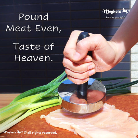 Meykers Meat Pounder Tenderizer, peso 1,85 lb, facilita ablandar filetes de forma uniforme.