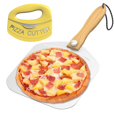 Meykwod pala de pizza de aluminio resistente para horneado diario