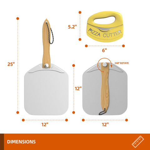 Meykwod pala pizza con mango de madera plegable para almacenamiento compacto