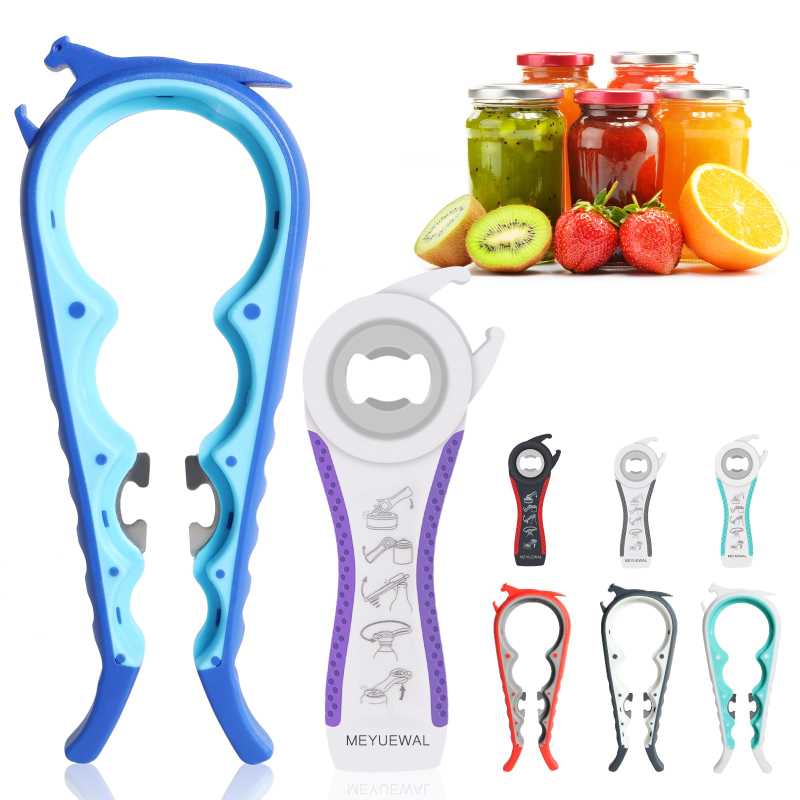 MEYUEWAL abre-frascos ergonómico con silicona para agarre firme, incluso mojado.
