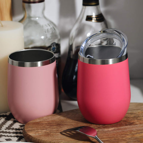 MEWAY tumbler anti-derrame rosa, seguro para niños y adultos.