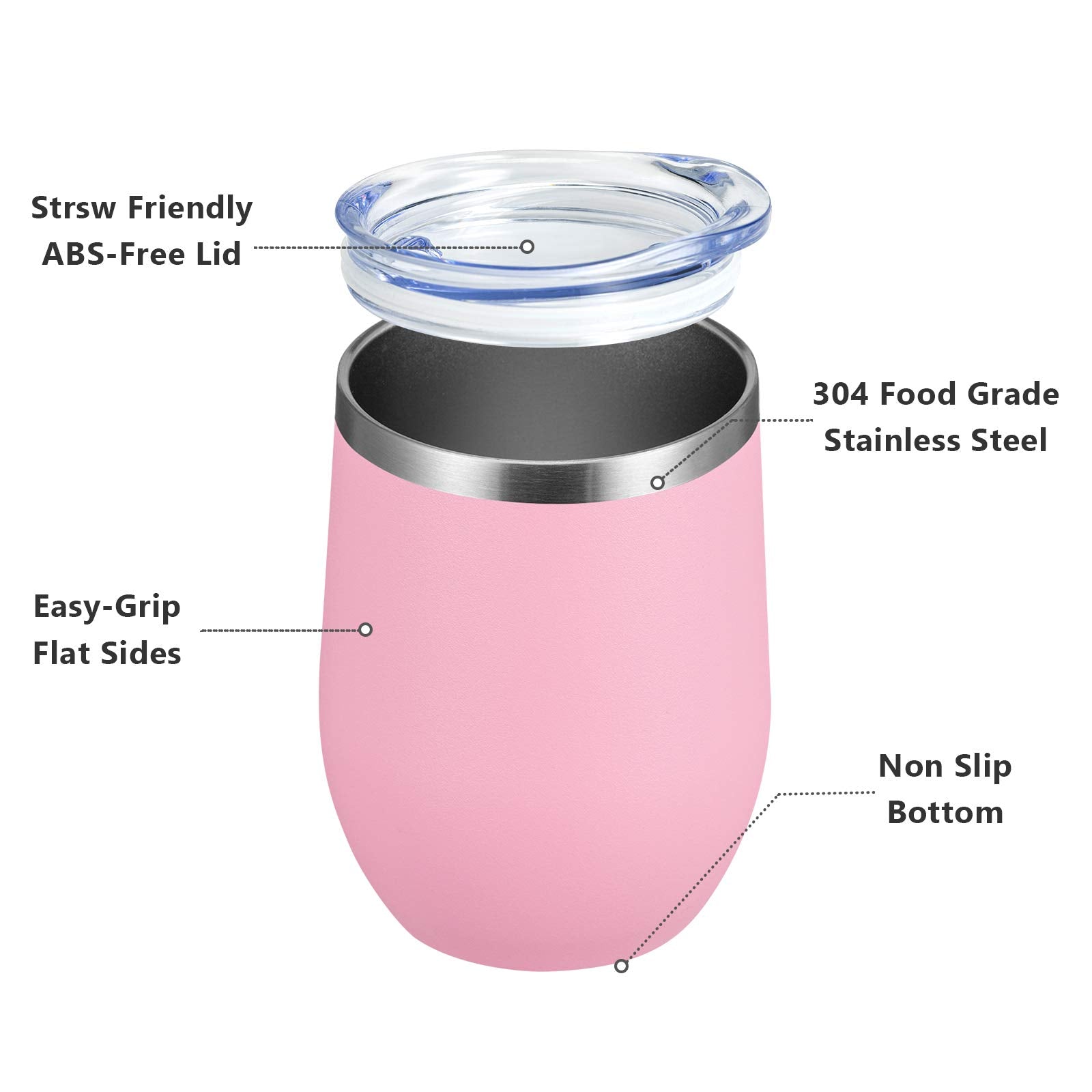 Tumbler MEWAY con doble pared rosa, evita condensación.