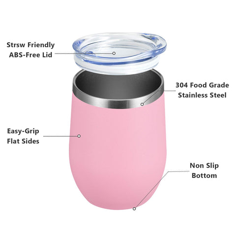 Tumbler MEWAY con doble pared rosa, evita condensación.