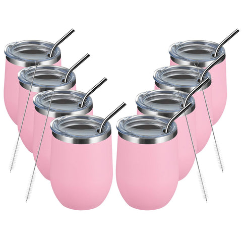 MEWAY tumbler vino 12oz con tapa rosa, mantiene frío por horas.