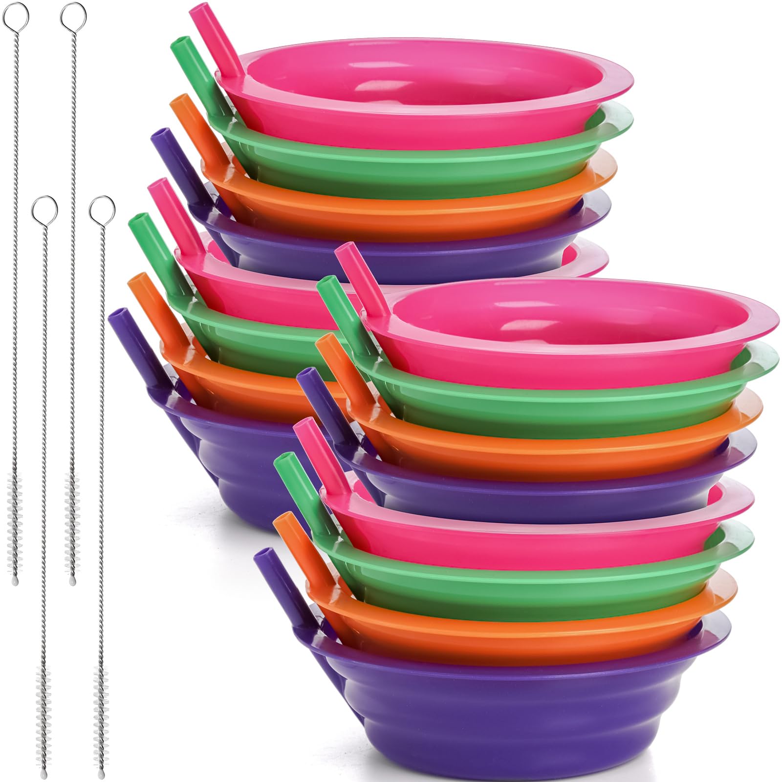 Mezchi cuenco verde con pajita, 22 oz, ideal para desayuno sin derrames