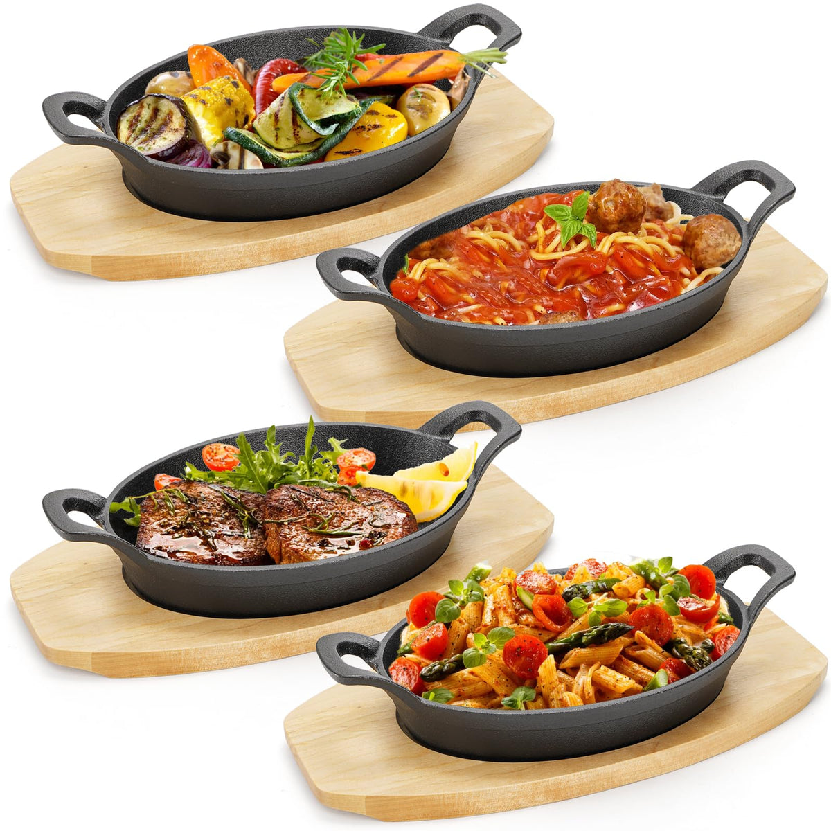 Conjunto Mezchi de sartenes de hierro fundido para cocinar a fuego alto.