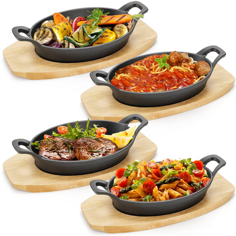 Conjunto Mezchi de sartenes de hierro fundido para cocinar a fuego alto.