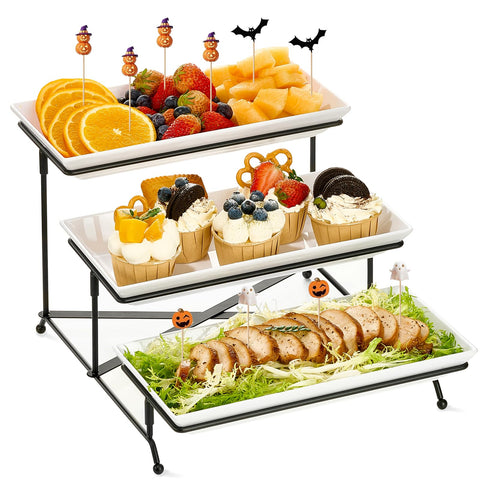 Mfacoy bandeja-3-niveles-apilables ideal para ordenar aperitivos.