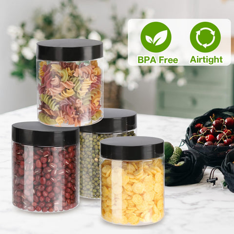 Mfacoy contenedores plásticos claros 16oz para especias, fácil etiqueta.