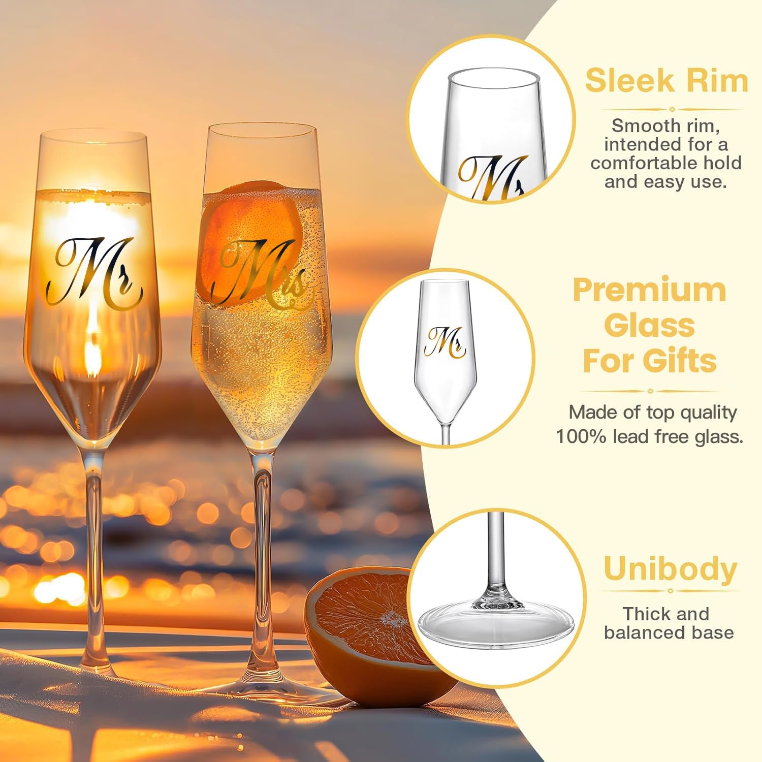 Copa de cristal premium Mfacoy con acabado claro para brindis