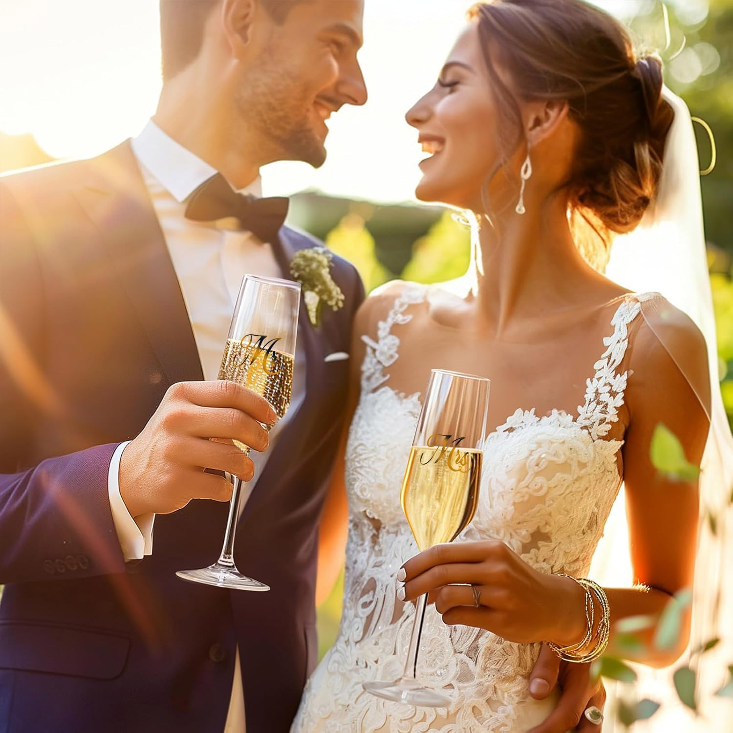 Detalle de altura y diseño elegante de copas Mfacoy para boda