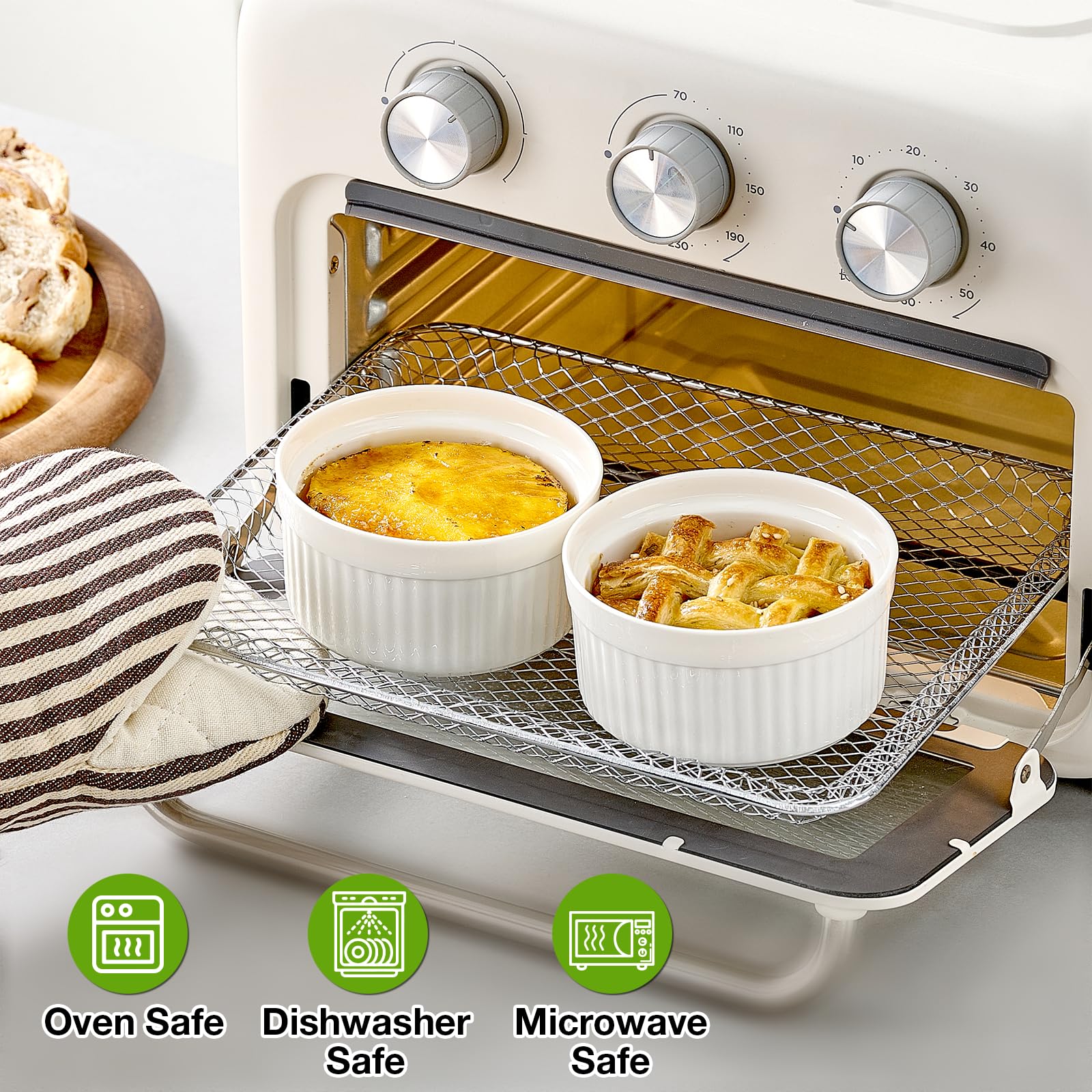 Ramequines Mfacoy para creme brulee y soufflé, tamaño 8 onzas.
