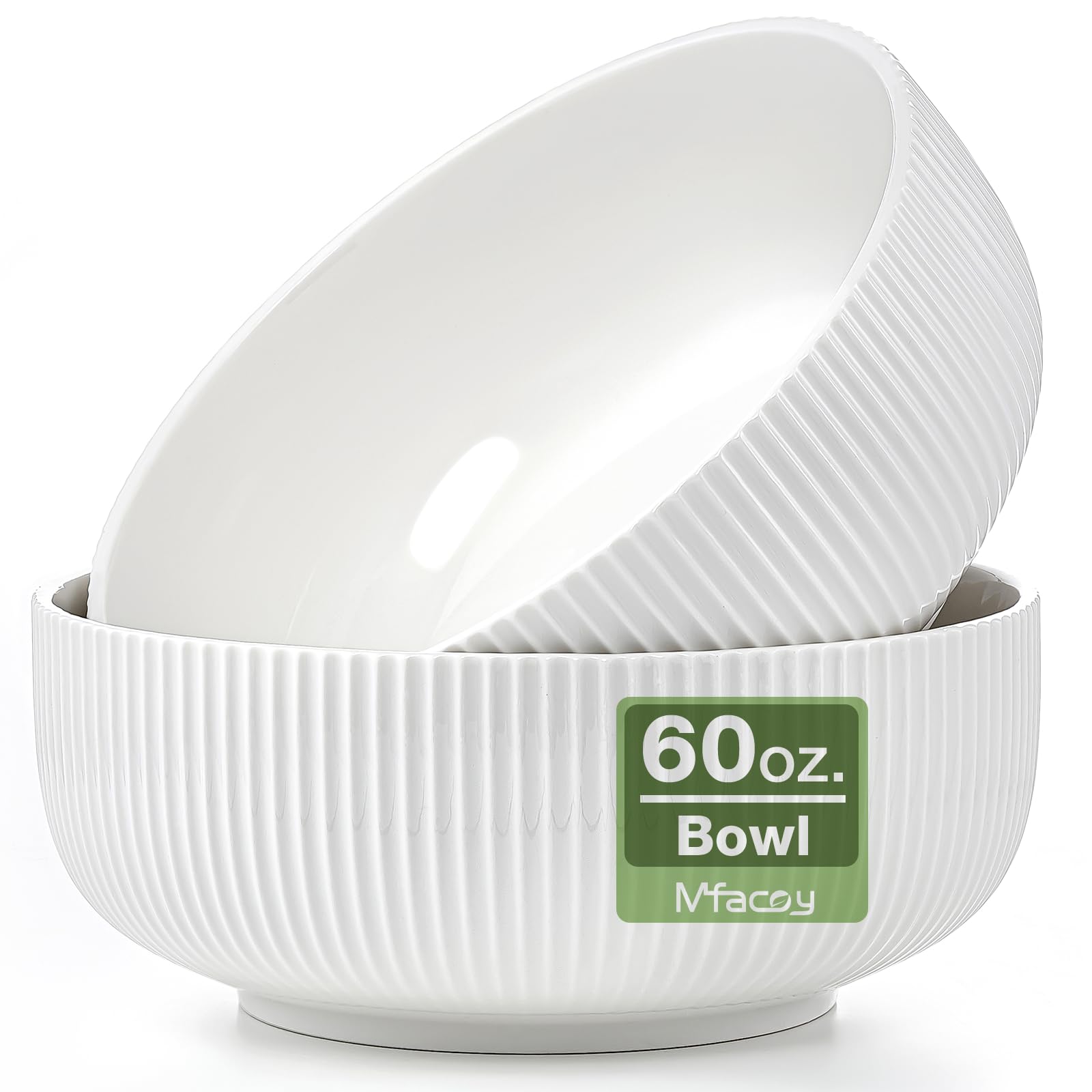 Ensaladera Mfacoy blanca frontal, ideal para servir ensaladas grandes.