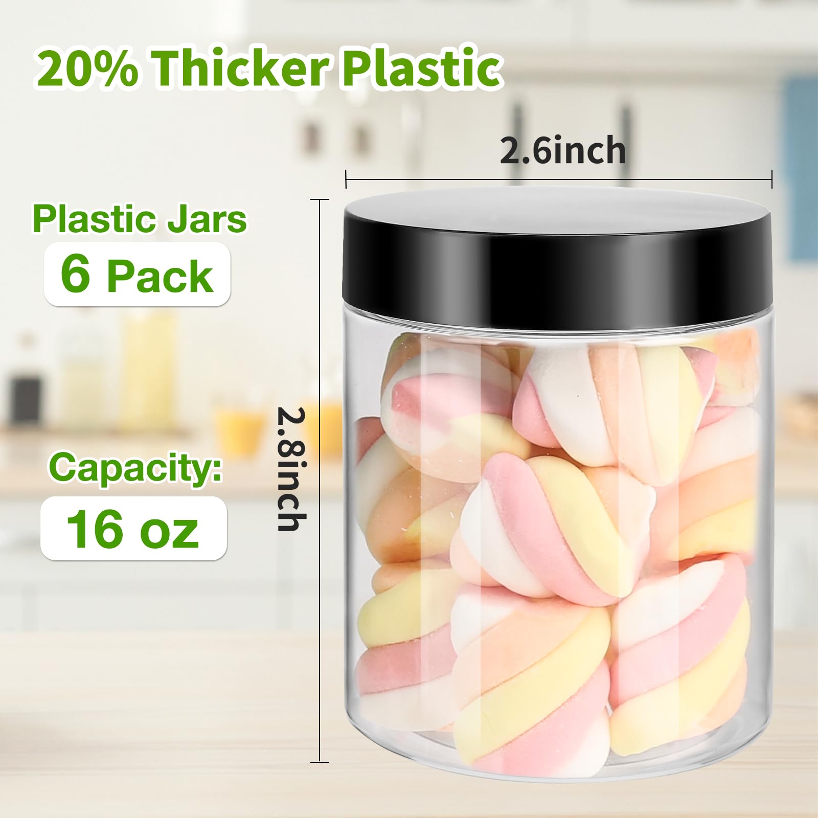 Mfacoy envases plásticos claros 16oz para alimentos, fácil organización en la despensa.