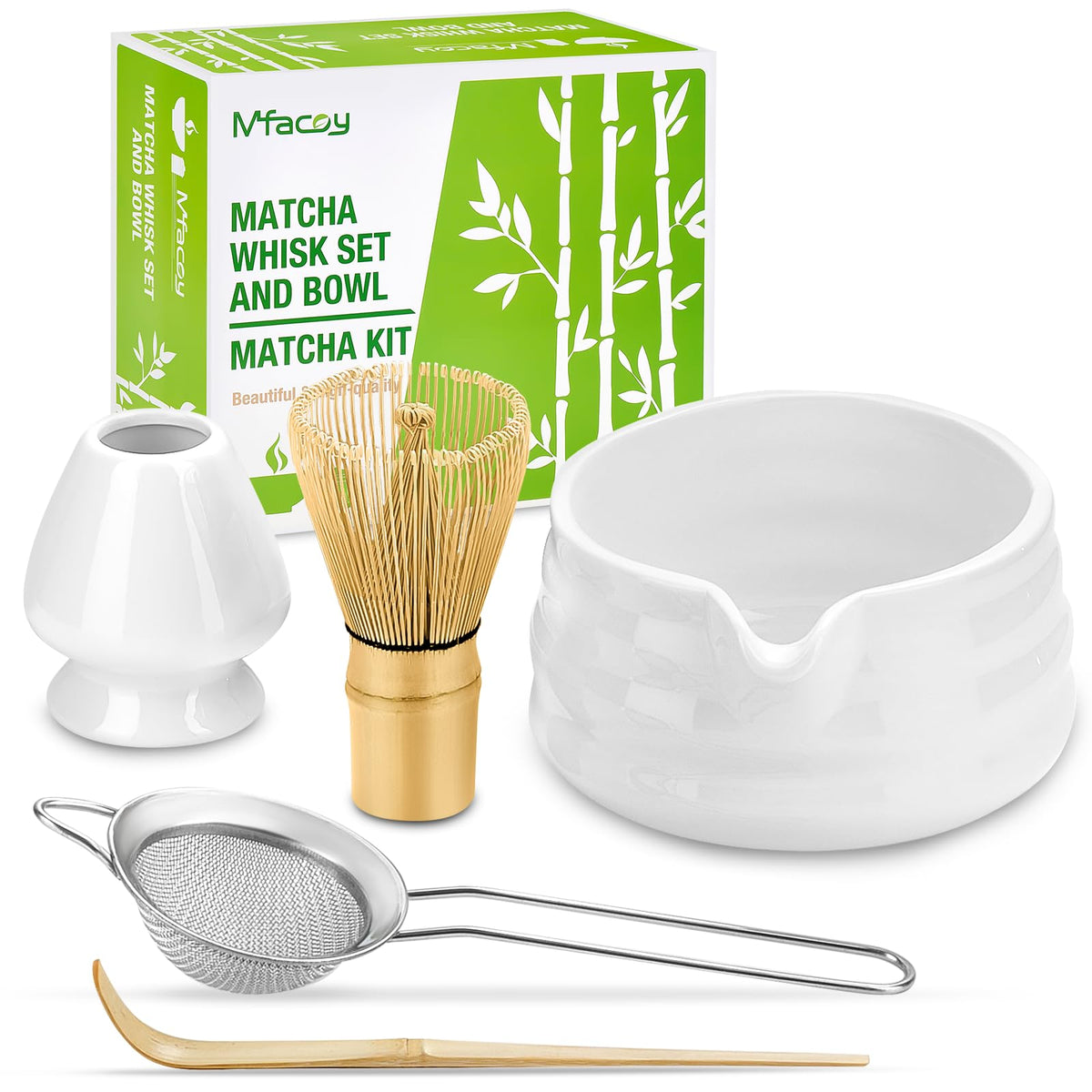 Mfacoy tazón de matcha cerámico de 19 oz para una preparación suave.