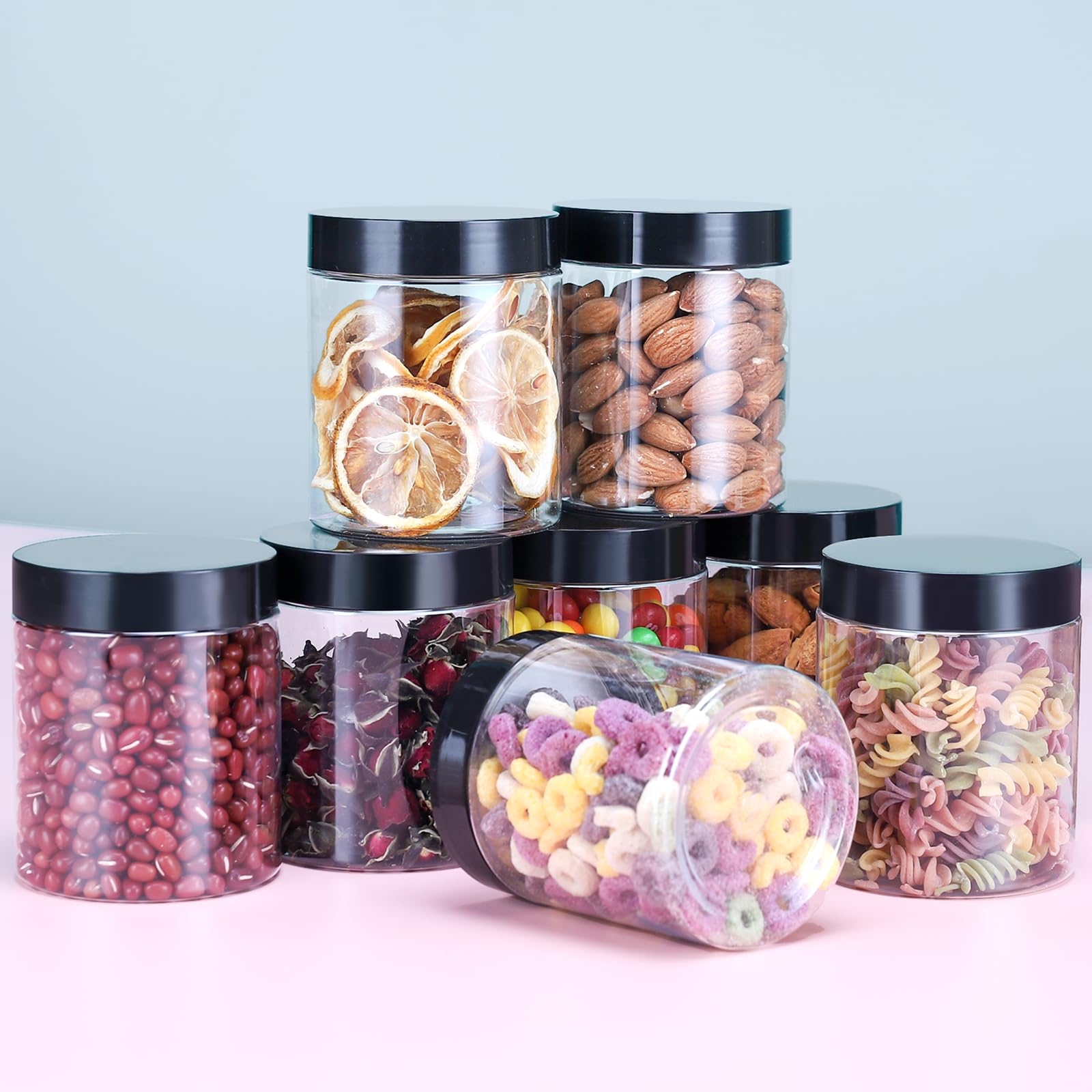 Mfacoy pack de tarros 6 unidades transparentes 16oz, ahorro de espacio.