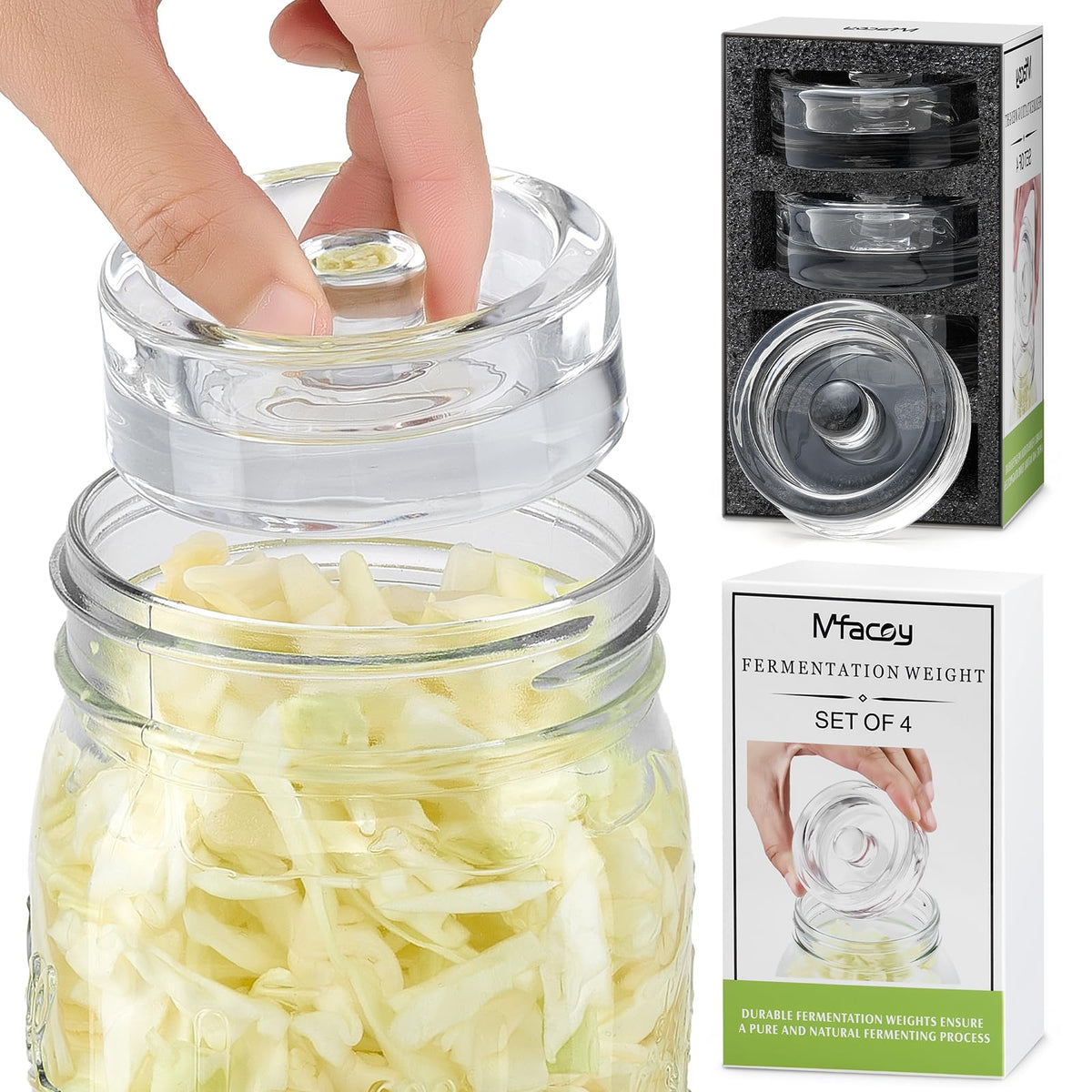 Pesa Mfacoy para fermentación en boca ancha mantiene los vegetales sumergidos.