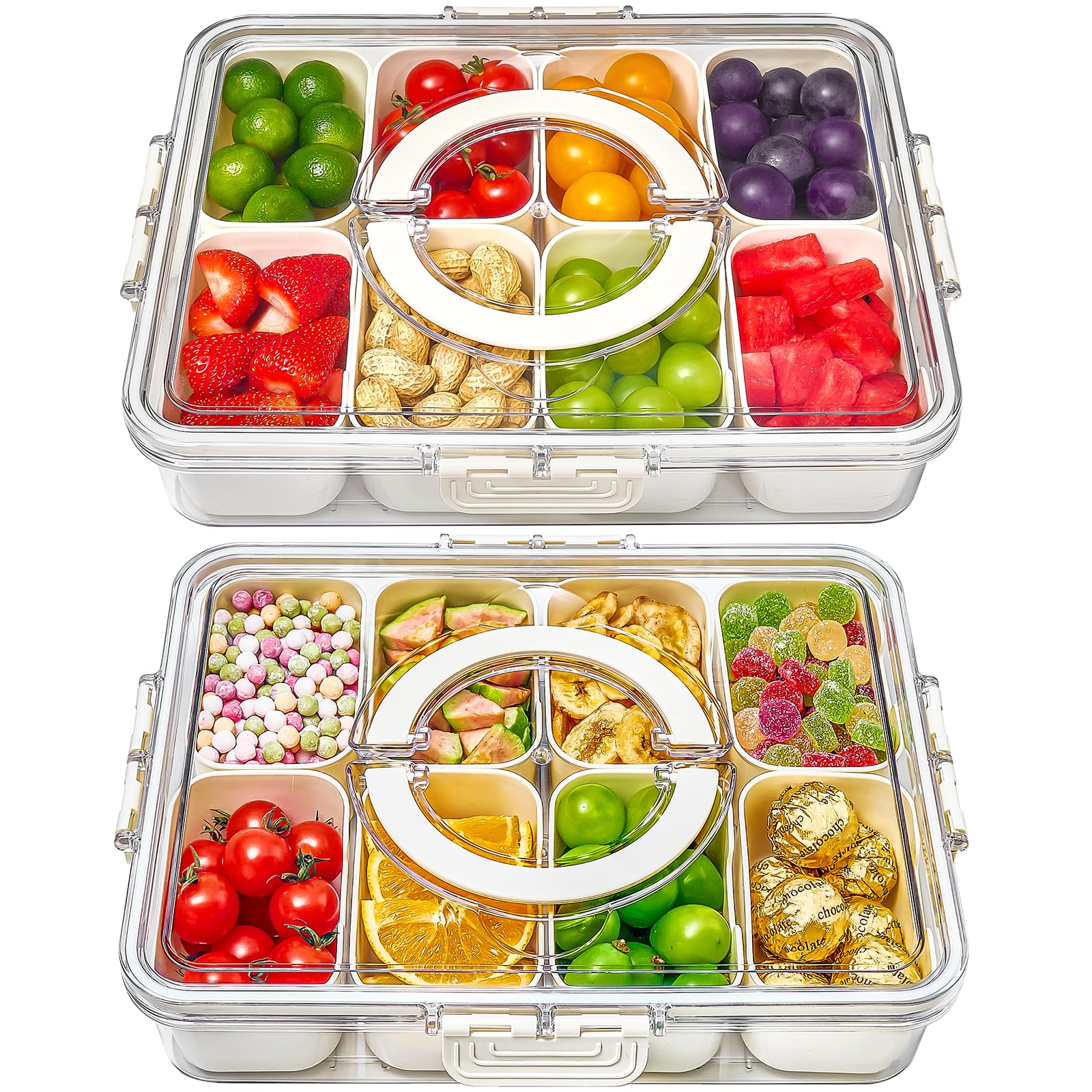 Mfacoy Snackle Box con 8 compartimentos para snacks variados.