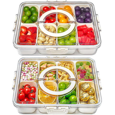 Mfacoy Snackle Box con 8 compartimentos para snacks variados.